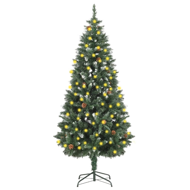 Albero di Natale Artificiale Preilluminato con Pigne 180 cm