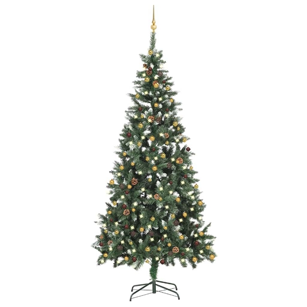 Albero di Natale Preilluminato con Palline 210 cm