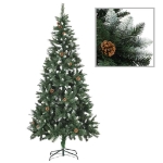 Albero di Natale Preilluminato con Palline e Pigne 210 cm