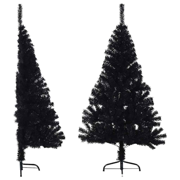 Albero di Natale Artificiale a Metà con Base Nero 150 cm PVC