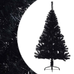 Albero di Natale Artificiale a Metà con Base Nero 150 cm PVC