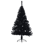 Albero di Natale Artificiale a Metà con Base Nero 150 cm PVC