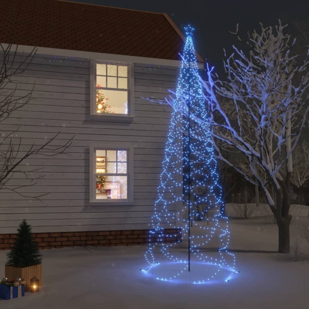 Albero di Natale con Palo in Metallo 500 LED Blu 5 m