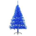 Albero di Natale Artificiale a Metà con Supporto Blu 150 cm PVC