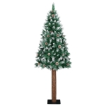 Albero di Natale Sottile con Legno Vero e Neve Verde 180 cm