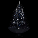 Albero di Natale con Nevicata e Base ad Ombrello Nero 190cm PVC