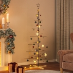 Albero di Natale in Metallo con Base in Legno Nero 180 cm