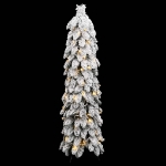 Albero di Natale Artificiale con 60 LED e Neve Floccata 120 cm