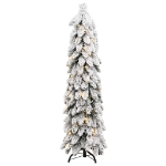 Albero di Natale Artificiale con 60 LED e Neve Floccata 120 cm