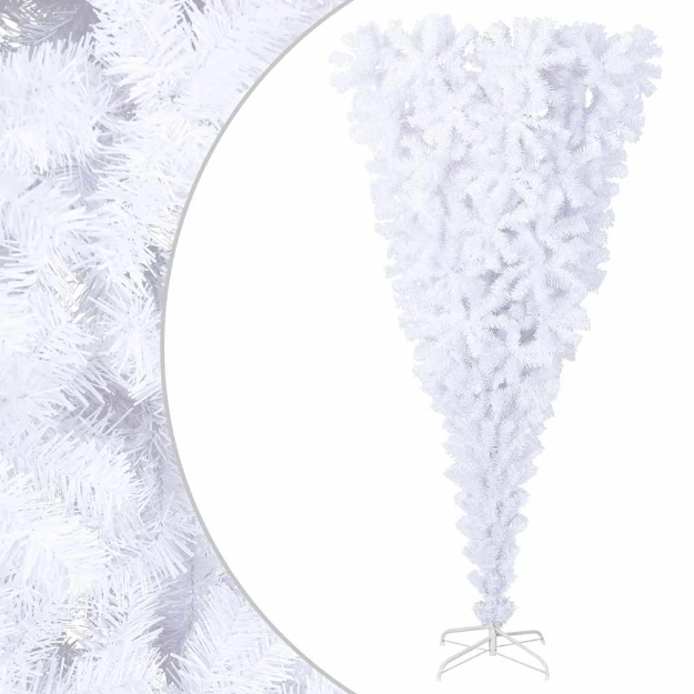 Albero di Natale Artificiale Capovolto con Base Bianco 240 cm