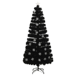 Albero Natale con Fiocchi di Neve a LED Nero 180cm Fibra Ottica