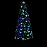 Albero Natale con Fiocchi di Neve a LED Nero 180cm Fibra Ottica