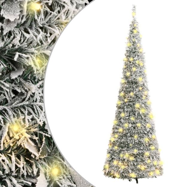 Albero di Natale Artificiale Pop-up Neve Fioccata 150 LED 180cm