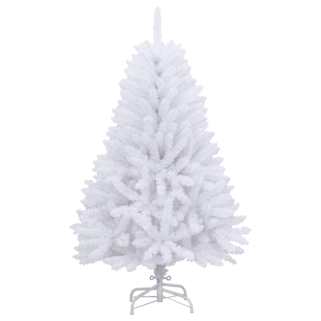 Albero di Natale Artificiale Incernierato con Base Bianco 150cm