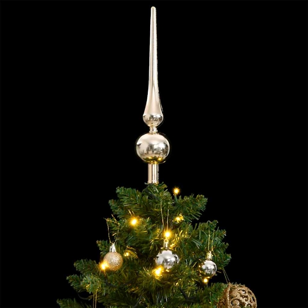 Albero Natale Incernierato con 150 LED e Palline 150 cm