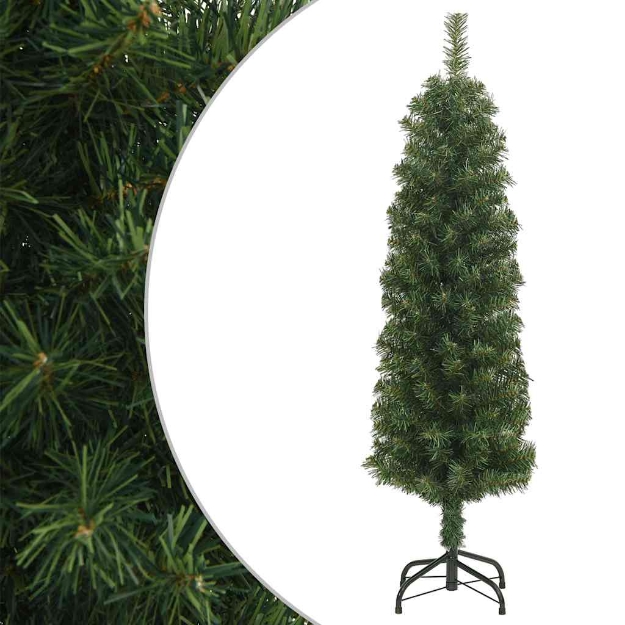 Albero di Natale Artificiale Sottile con Base Verde 120 cm PVC