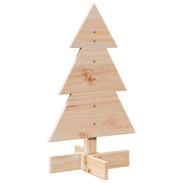 Albero di Natale Decorativo in Legno 60 cm Legno Massello Pino