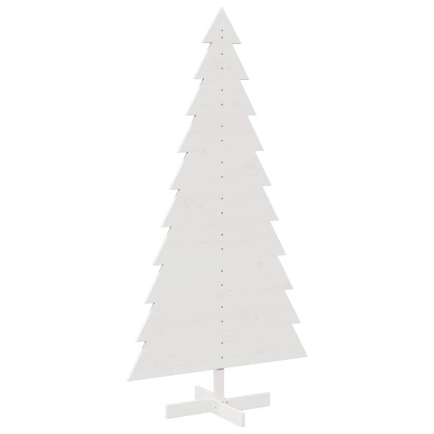 Albero di Natale Decorativo Bianco 180cm Legno Massello di Pino