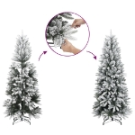 Albero Natale Artificiale Sottile Neve Floccata 150cm PVC e PE