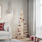 Albero di Natale Decorativo in Legno 150 cm Legno Massello Pino