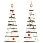 Alberi di Natale Sospesi con Stelle 2 pz 55x120cm Ramo Naturale