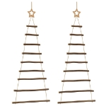 Alberi di Natale Sospesi con Stelle 2 pz 55x120cm Ramo Naturale