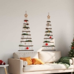 Alberi di Natale Sospesi con Stelle 2 pz 55x120cm Ramo Naturale