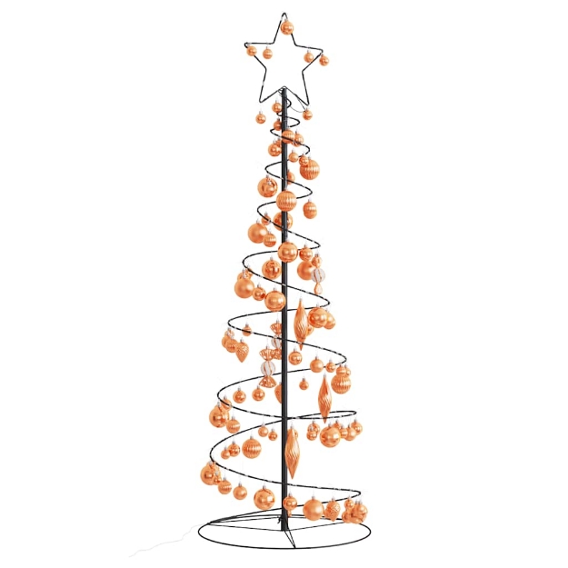 Cono Luminoso Albero Natale Palline 100 LED Bianco Caldo 150 cm