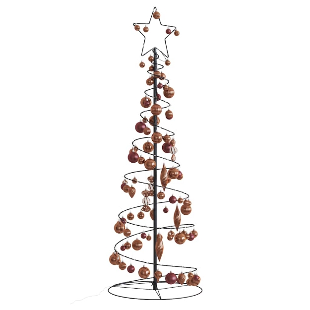 Cono Luminoso Albero Natale Palline 100 LED Bianco Caldo 150 cm