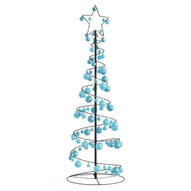 Cono Luminoso Albero Natale Palline 100 LED Bianco Caldo 150 cm