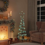 Cono Luminoso Albero Natale Palline 100 LED Bianco Caldo 150 cm