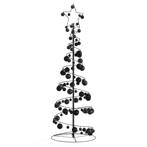 Cono Luminoso Albero Natale Palline 100 LED Bianco Caldo 150 cm