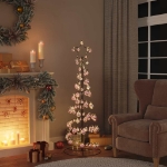 Cono Luminoso Albero Natale Palline 100 LED Bianco Caldo 150 cm