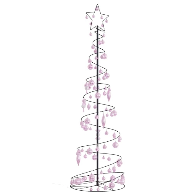 Cono Luminoso Albero Natale Palline 120 LED Bianco Caldo 180 cm