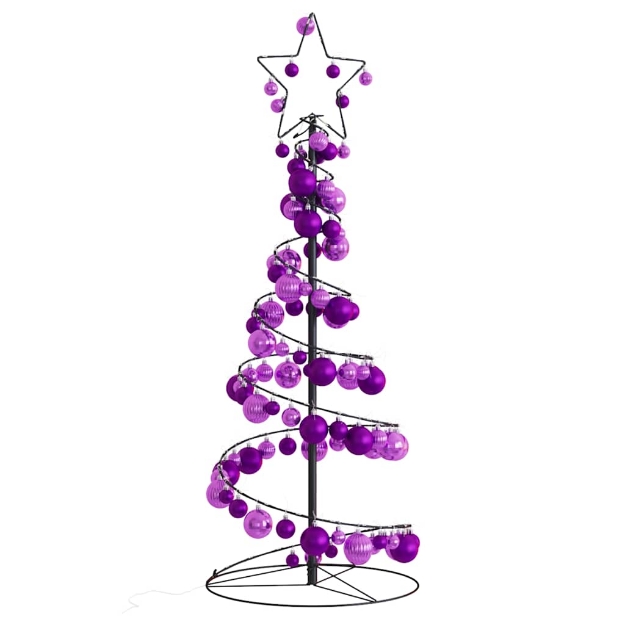 Cono Luminoso Albero Natale Palline 80 LED Bianco Caldo 120 cm