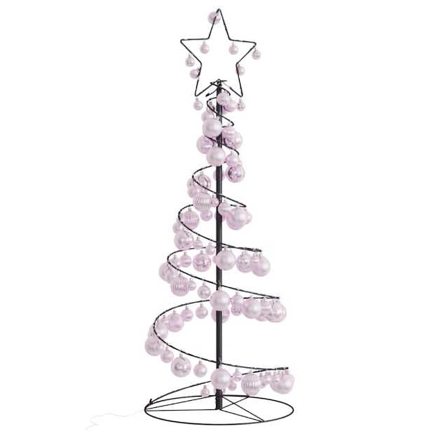 Cono Luminoso Albero Natale Palline 80 LED Bianco Caldo 120 cm