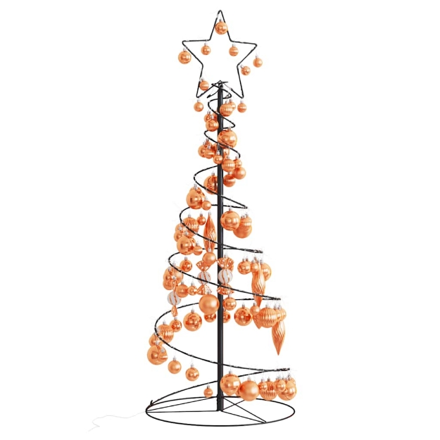 Cono Luminoso Albero Natale Palline 80 LED Bianco Caldo 120 cm