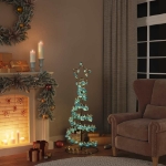 Cono Luminoso Albero Natale Palline 80 LED Bianco Caldo 120 cm