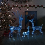 Famiglia di Renne di Natale 300 LED Blu in Acrilico