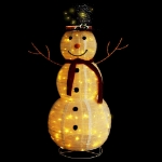 Figura Natalizia Pupazzo di Neve a LED Tessuto Pregiato 120 cm