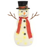 Figura Natalizia Pupazzo di Neve a LED Tessuto Pregiato 60 cm