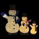 Figure Decorative Famiglia di Pupazzi di Neve LED Tessuto Lusso