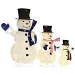 Figure Decorative Famiglia di Pupazzi di Neve LED Tessuto Lusso