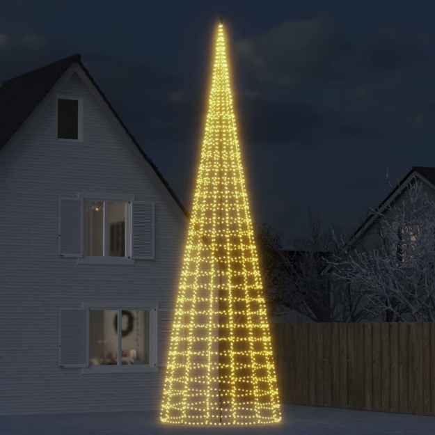 Luce Albero di Natale su Pennone 3000LED Bianco Caldo 800cm