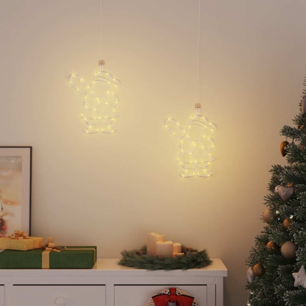 Luci di Natale Babbo Natale 2 pz 35 LED Bianco Caldo