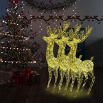 Renne di Natale XXL in Acrilico 250 LED 3 pz 180cm Bianco Caldo