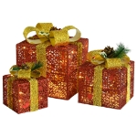 Scatole Regalo Decorative Natale 3pz Rosse da Esterno Interni