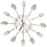 325162 Wall Clock with Spoon and Fork Design Silver 31 cm Aluminium