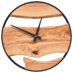 Orologio a Parete Marrone Ø35 cm in Ferro e Legno di Ulivo