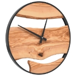 Orologio a Parete Marrone Ø35 cm in Ferro e Legno di Ulivo